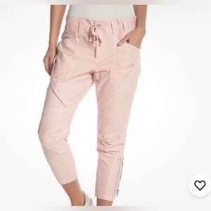 Pink Current Elliot Women's Casual Cropped Pants Zipper Details Drawstring Snap